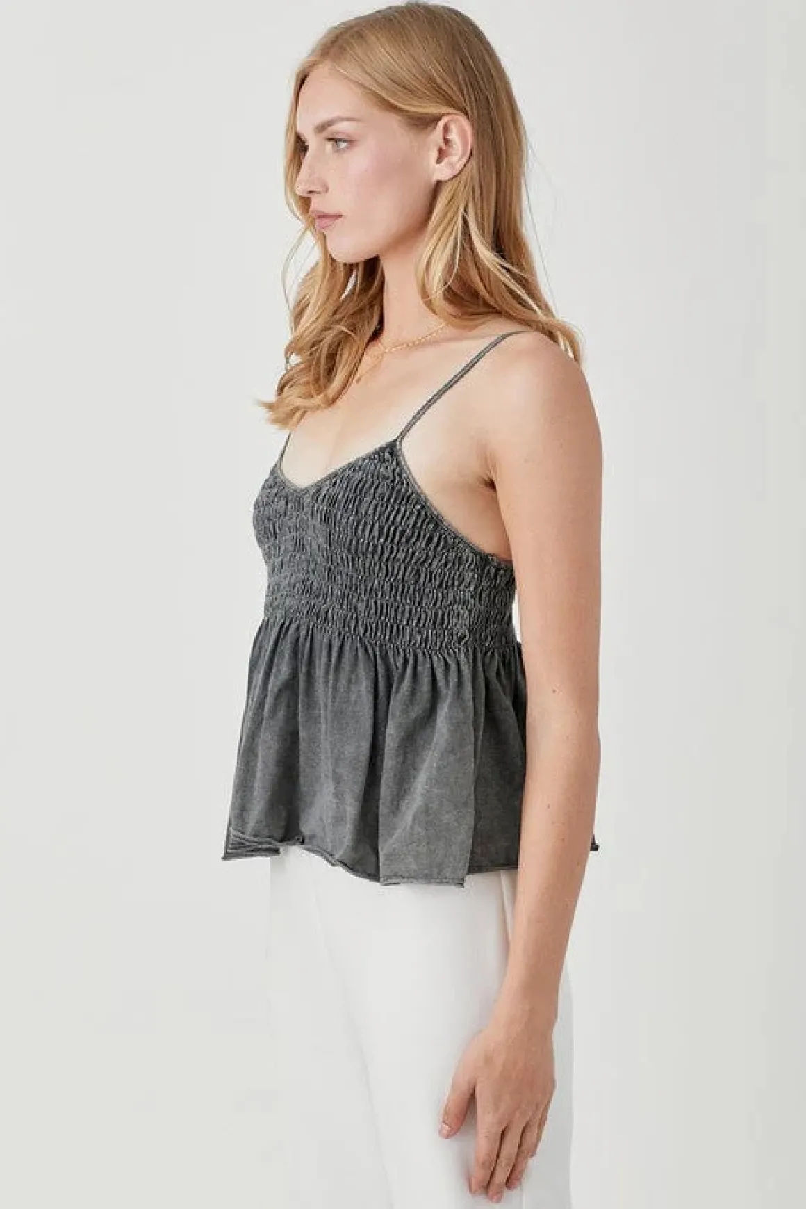 Smocked Flare Bottom Knit Cami Top *Online Only*