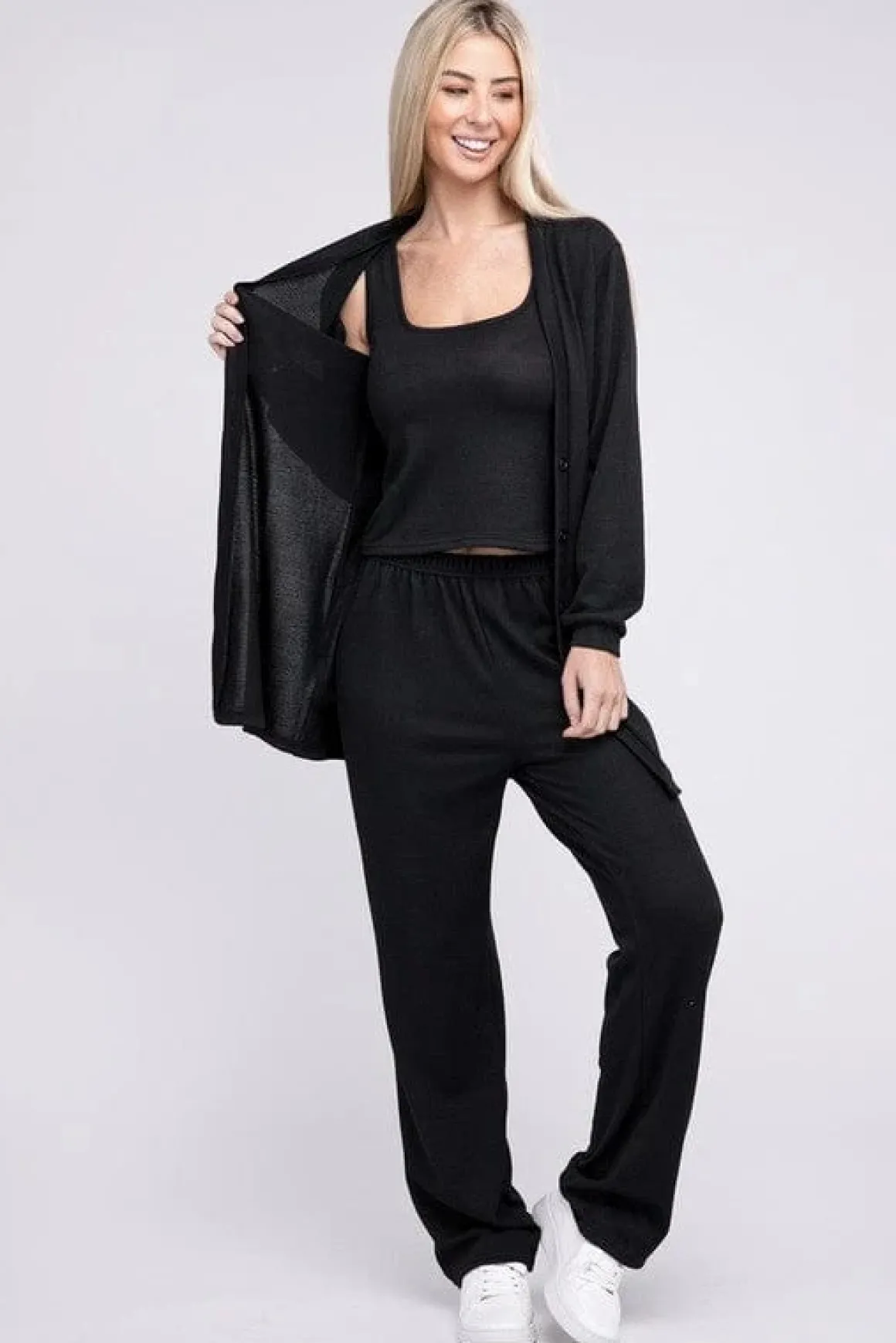 Solid Tank Top & Pants & Cardigan * Online Only*