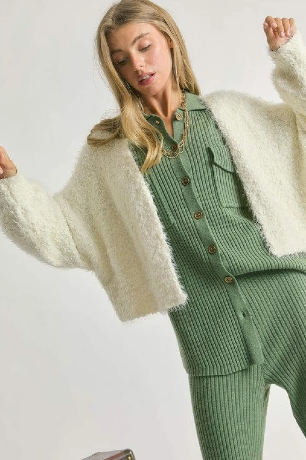 Solid V Neck Cardigan  *Online Only*