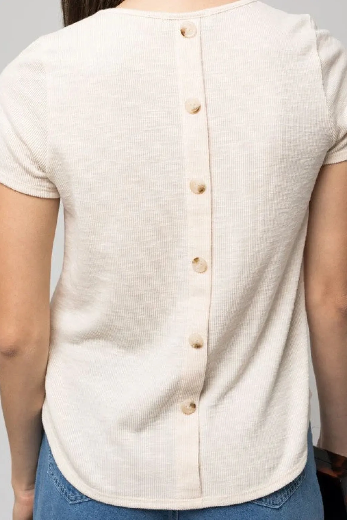 S/S Back Button Down Rib Top * Online Only*