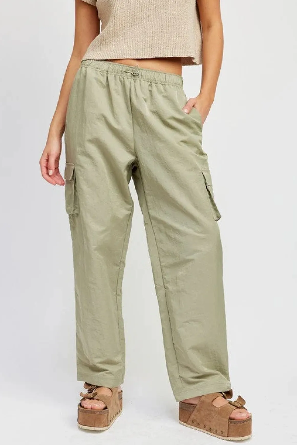 STRAIGHT LEG PANTS WITH ELASTIC WAIST BAND *Online Only*