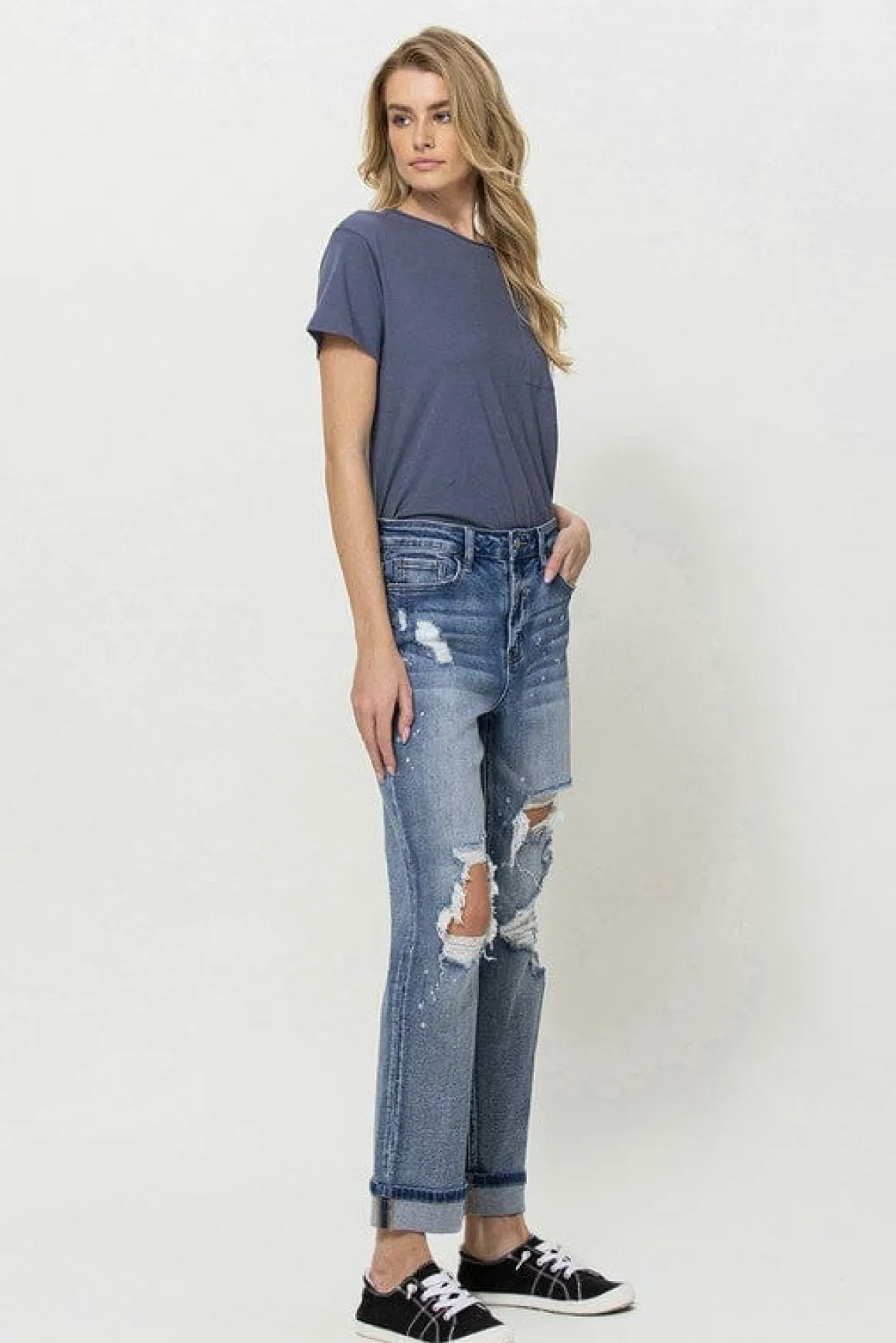 stretch_mom_jeans_w_spatt_4.webp Stretch Mom Jeans w/ Spatter Detail and Cuff *Online Only*
