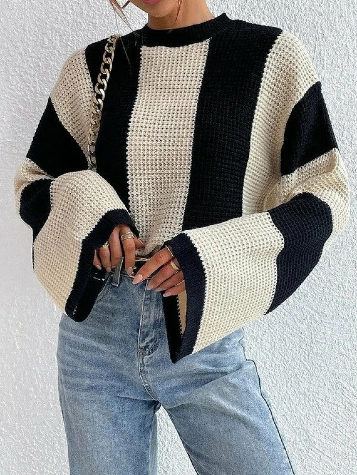 Striped Bell Sleeve Sweater *Online Only*
