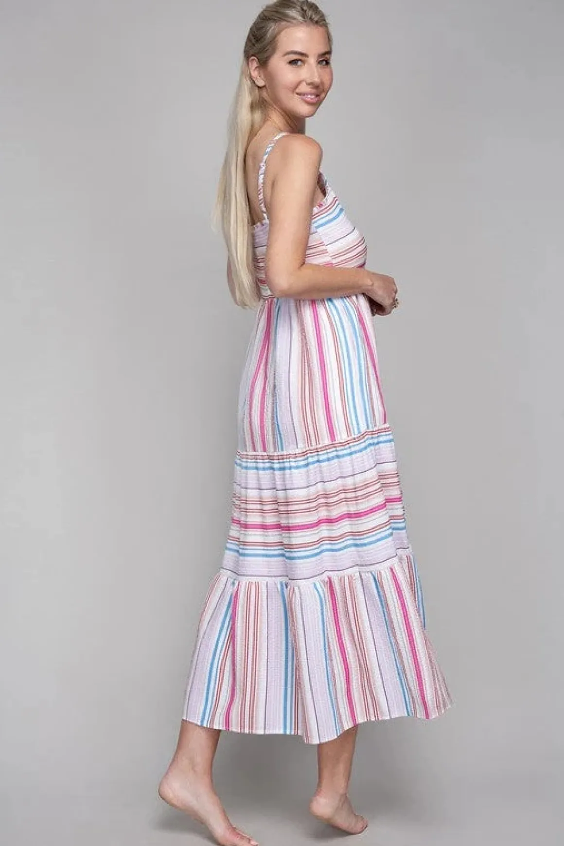 striped_print_ruffle_hem__2.webp Striped Print Ruffle Hem Cami Dress *Online Only*