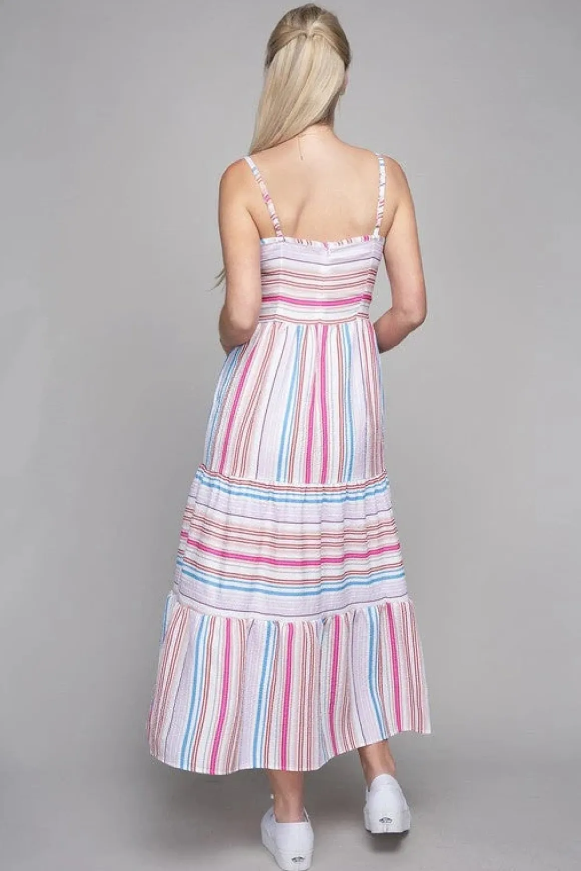 striped_print_ruffle_hem__6.webp Striped Print Ruffle Hem Cami Dress *Online Only*