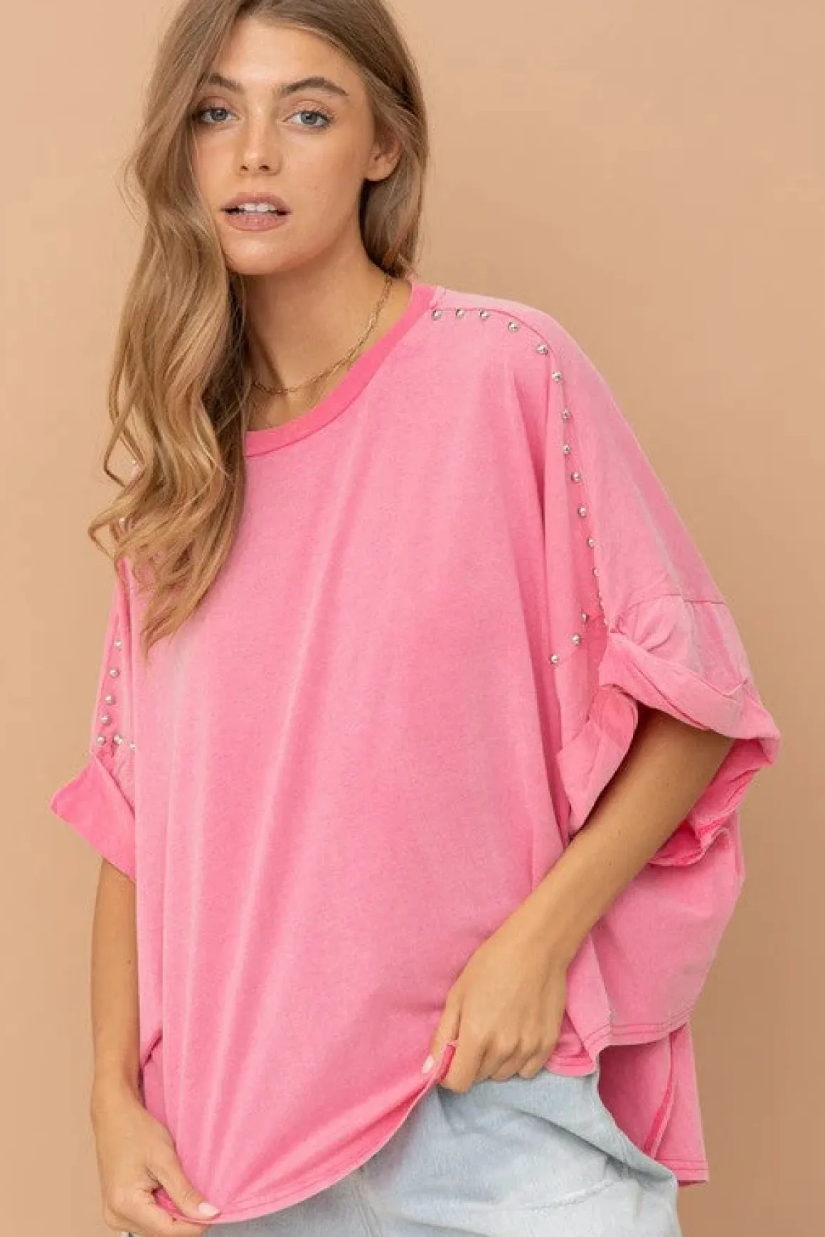 Studded Oversized High Low T Shirt *Online Only*
