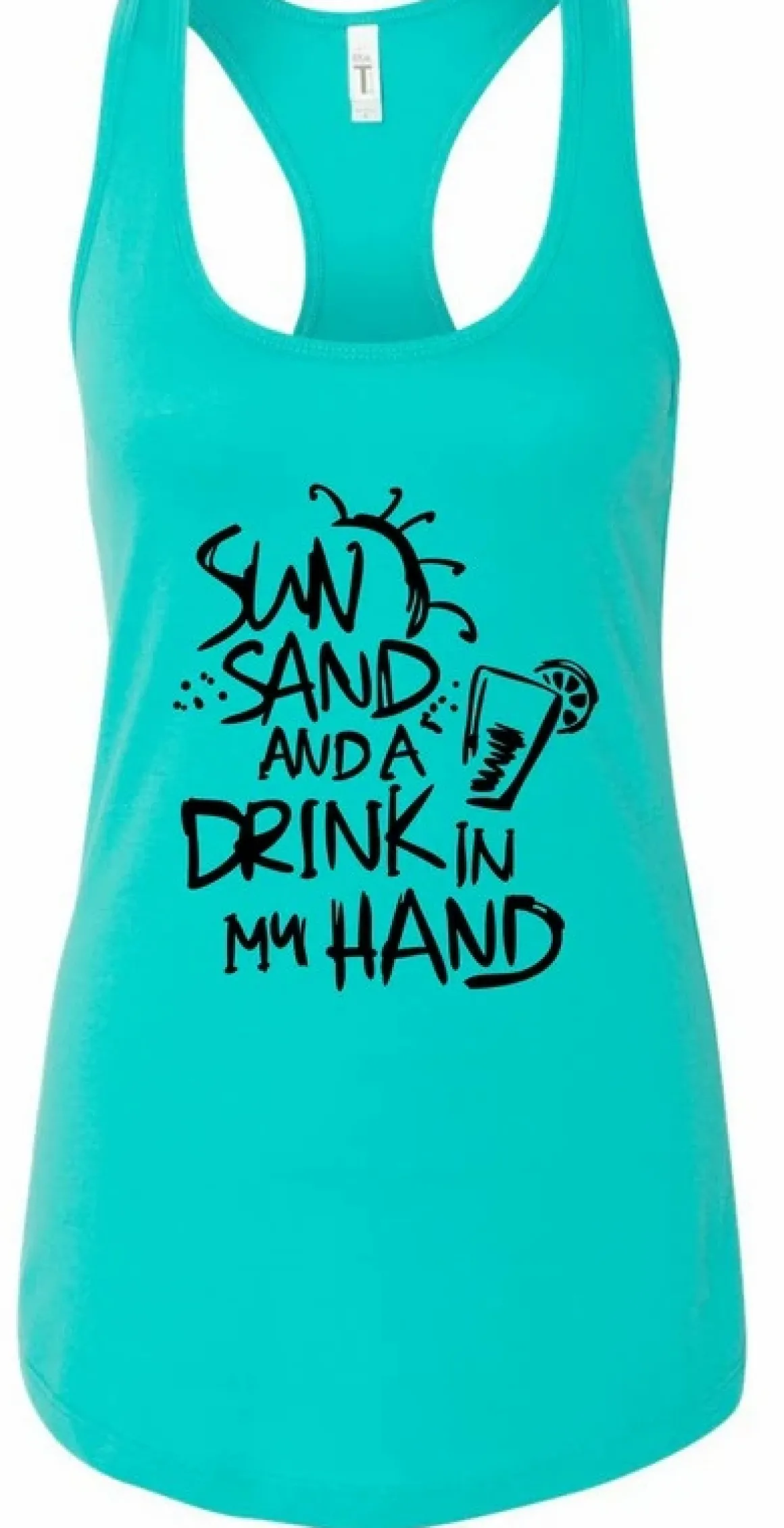 Sun Sand and a Drink in Hand Summer Graphic Tank *Online Only*