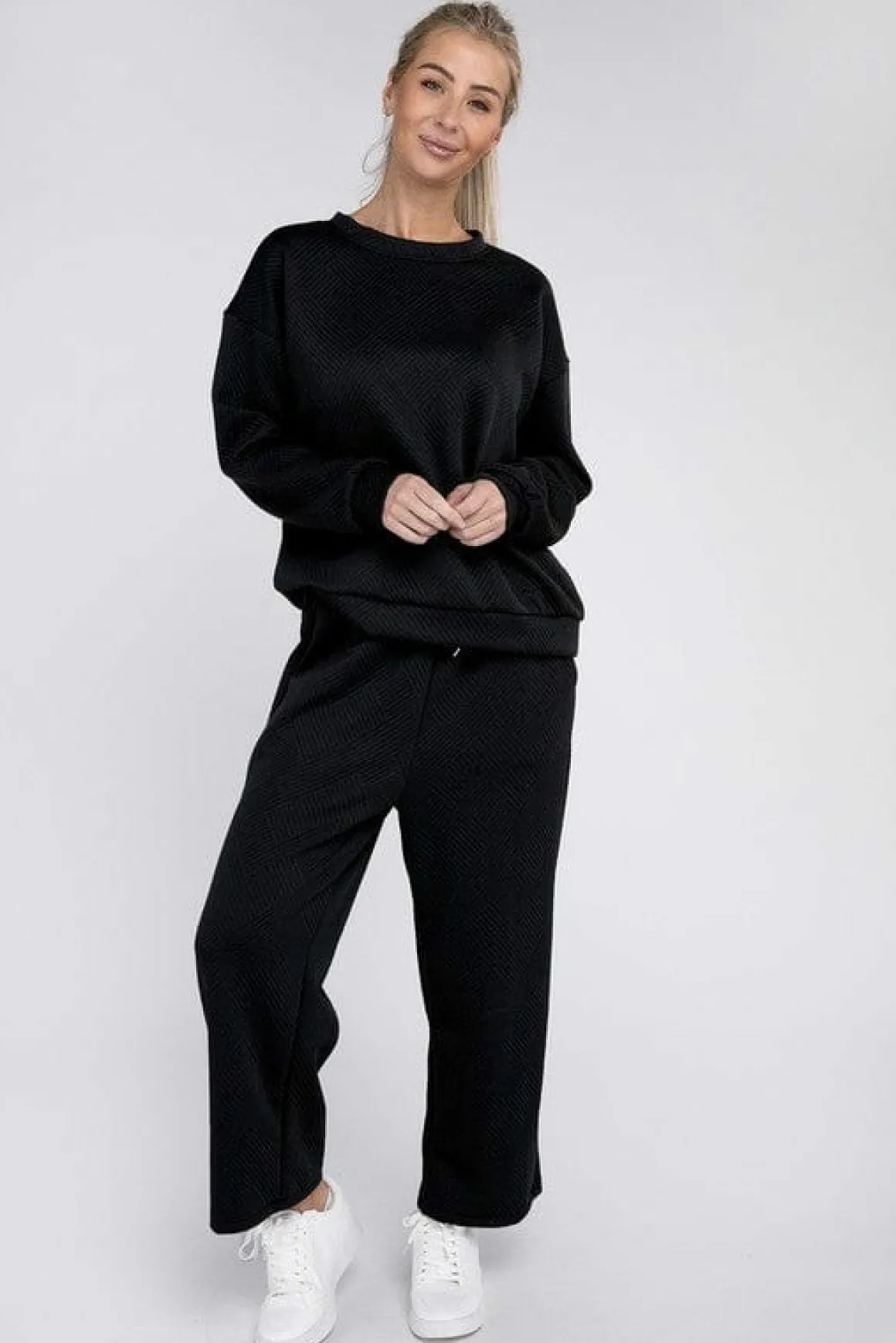 Textured Fabric Top and Pants Casual Set  *Online Only*