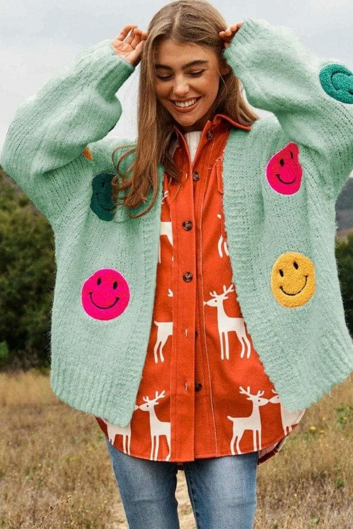the_fuzzy_smile_long_bell_10.webp The Fuzzy Smile Long Bell Sleeve Knit Cardigan