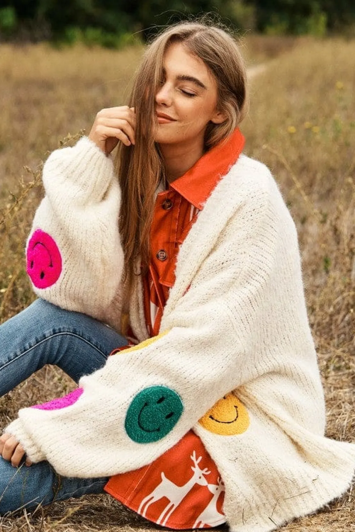 the_fuzzy_smile_long_bell_2.webp The Fuzzy Smile Long Bell Sleeve Knit Cardigan