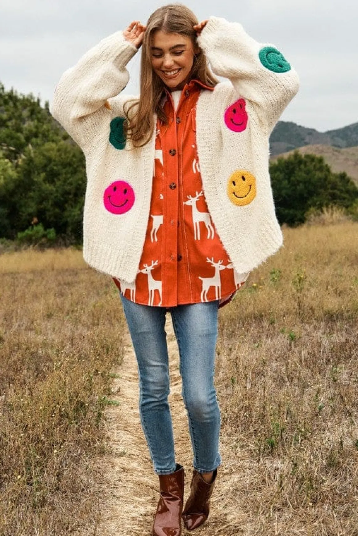 the_fuzzy_smile_long_bell_6.webp The Fuzzy Smile Long Bell Sleeve Knit Cardigan