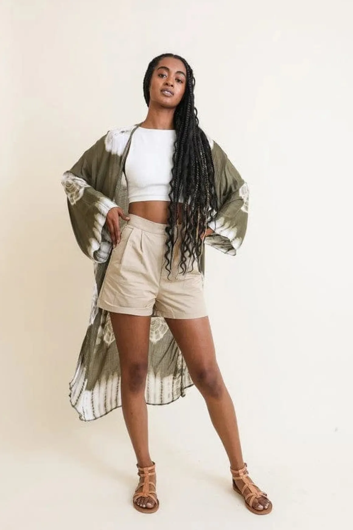 Tie-Dye Longline Kimono with Full Sleeves *Online Only*