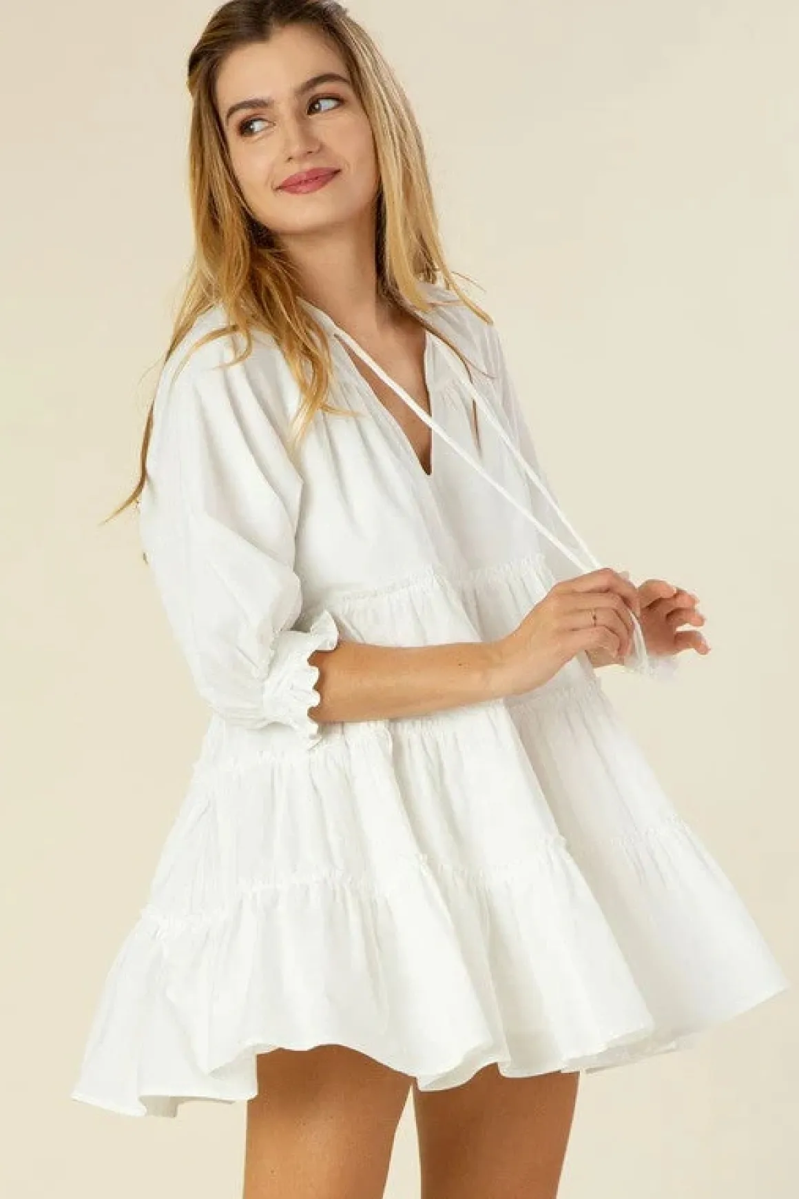 Tiered mini dress with tassel *Online Only*