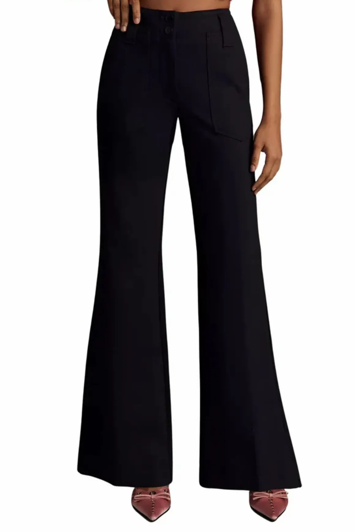 Tractr Wide Ankle Patch Pocket Pants