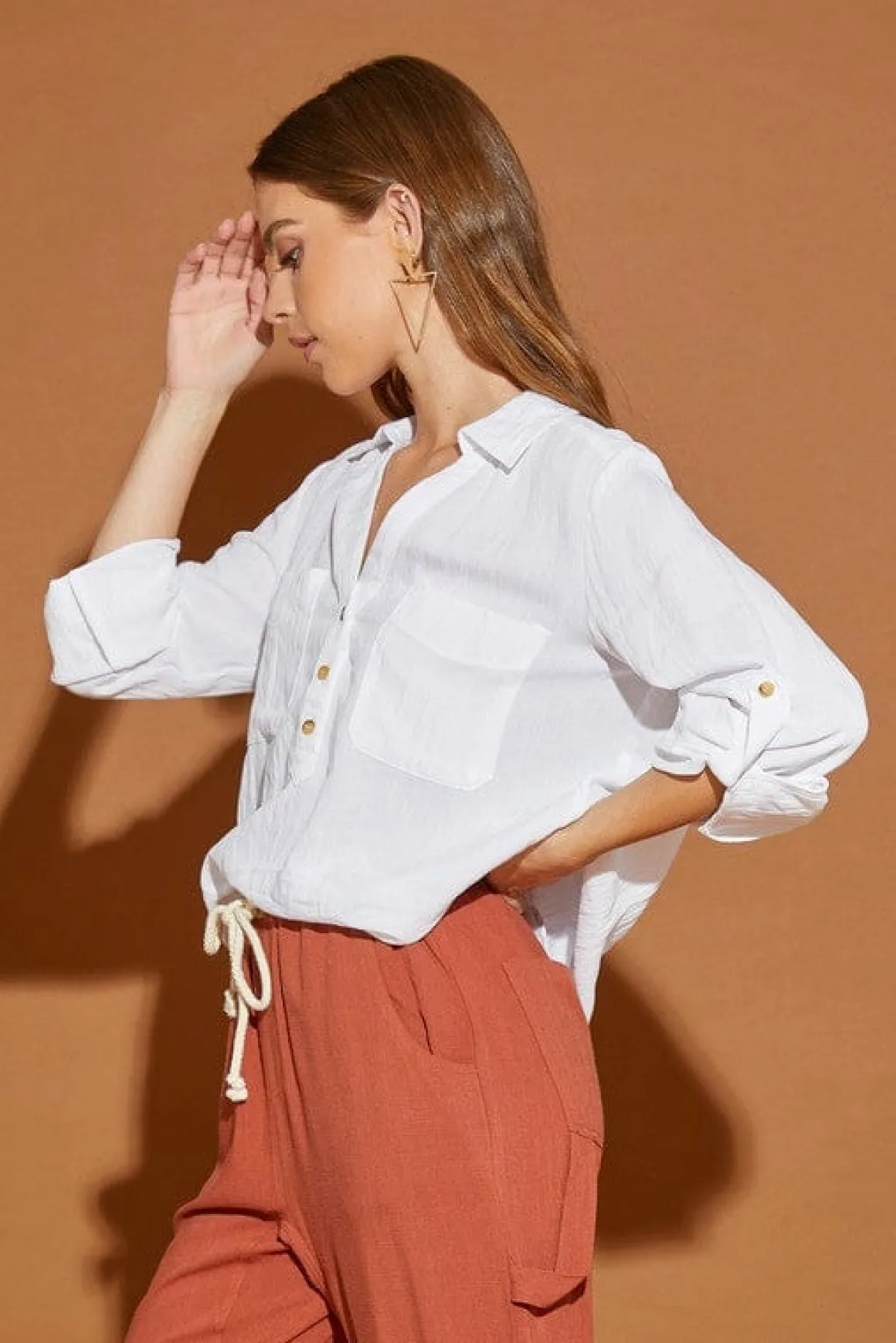 V Neck Button Down Henley Shirt *Online Only*