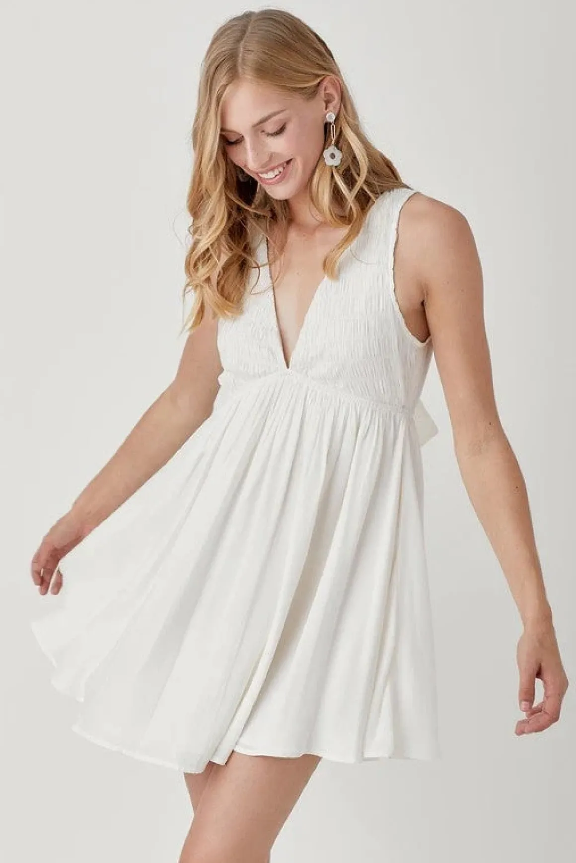 V Neck Smock Sleeveless Dress * Online Only*