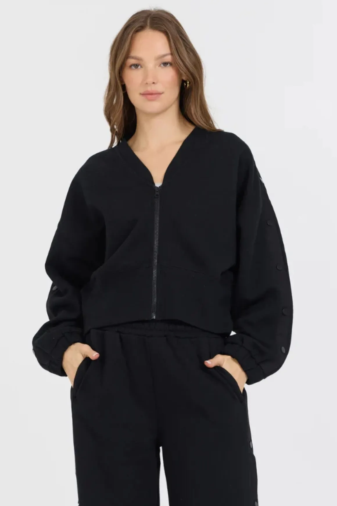 Vintage Havana Fleece Snap Sleeve Zip Up