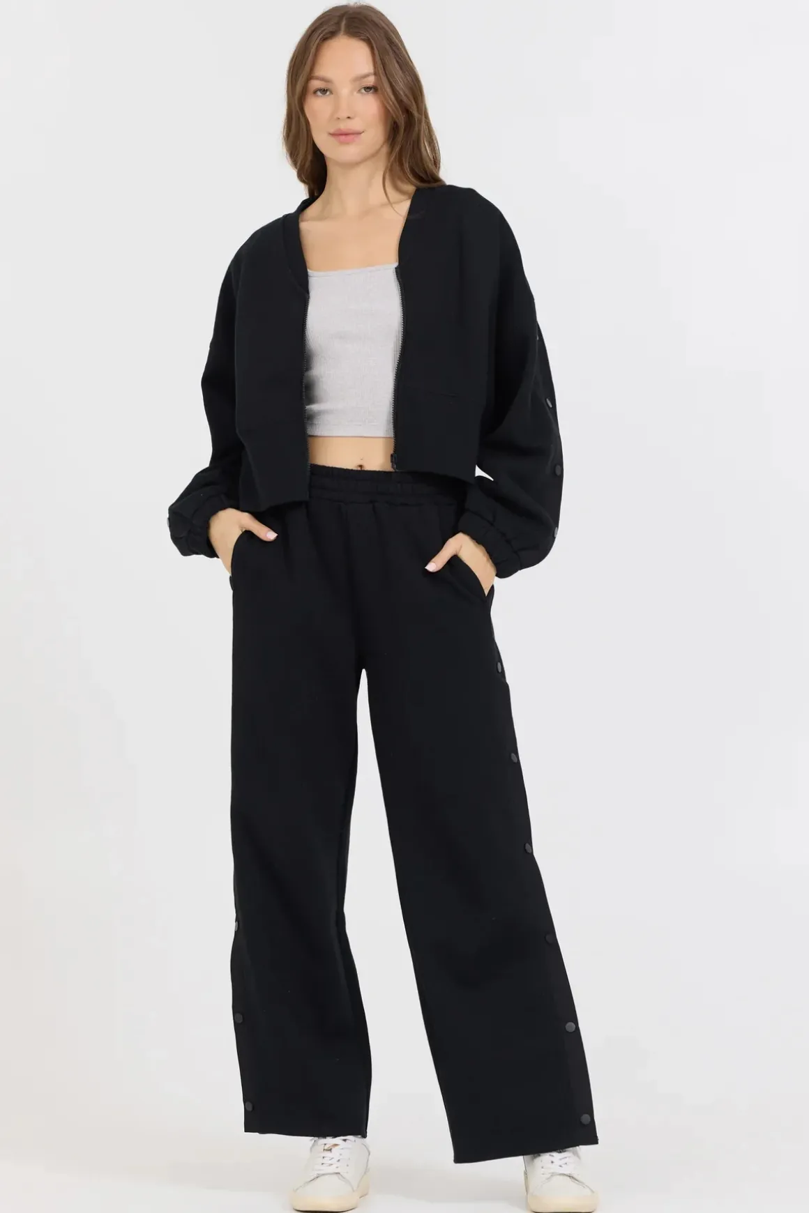 Vintage Havana Fleece Snap Sleeve Zip Up