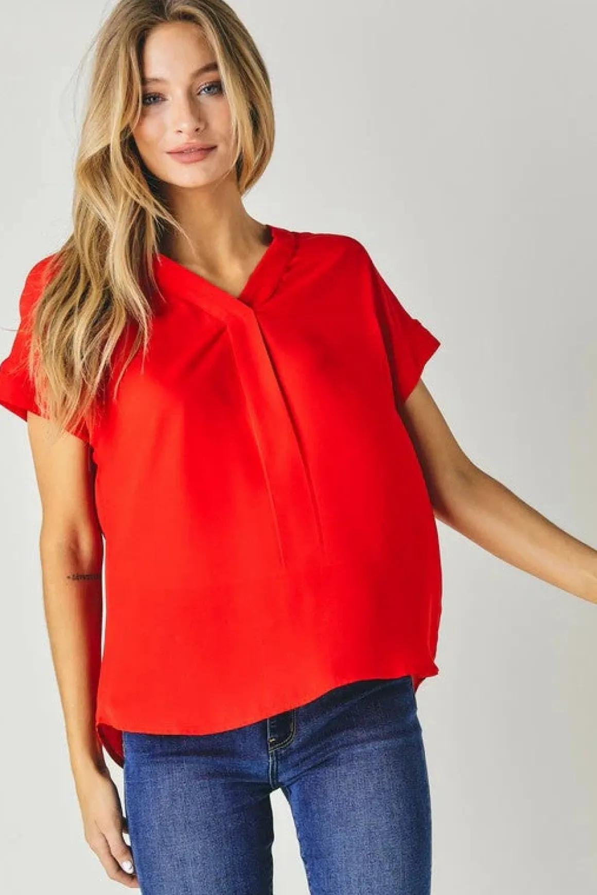 V-Neck Dolman Sleeve Solid Basic Top *Online Only*