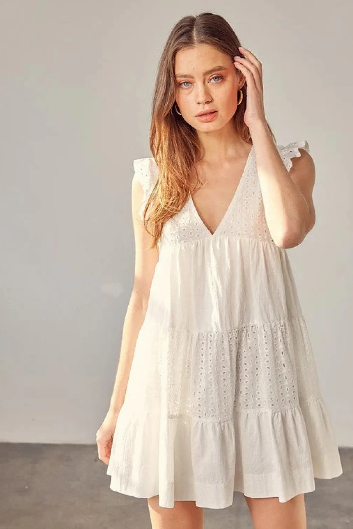 V-Neck Eyelet Dress *Online Only*