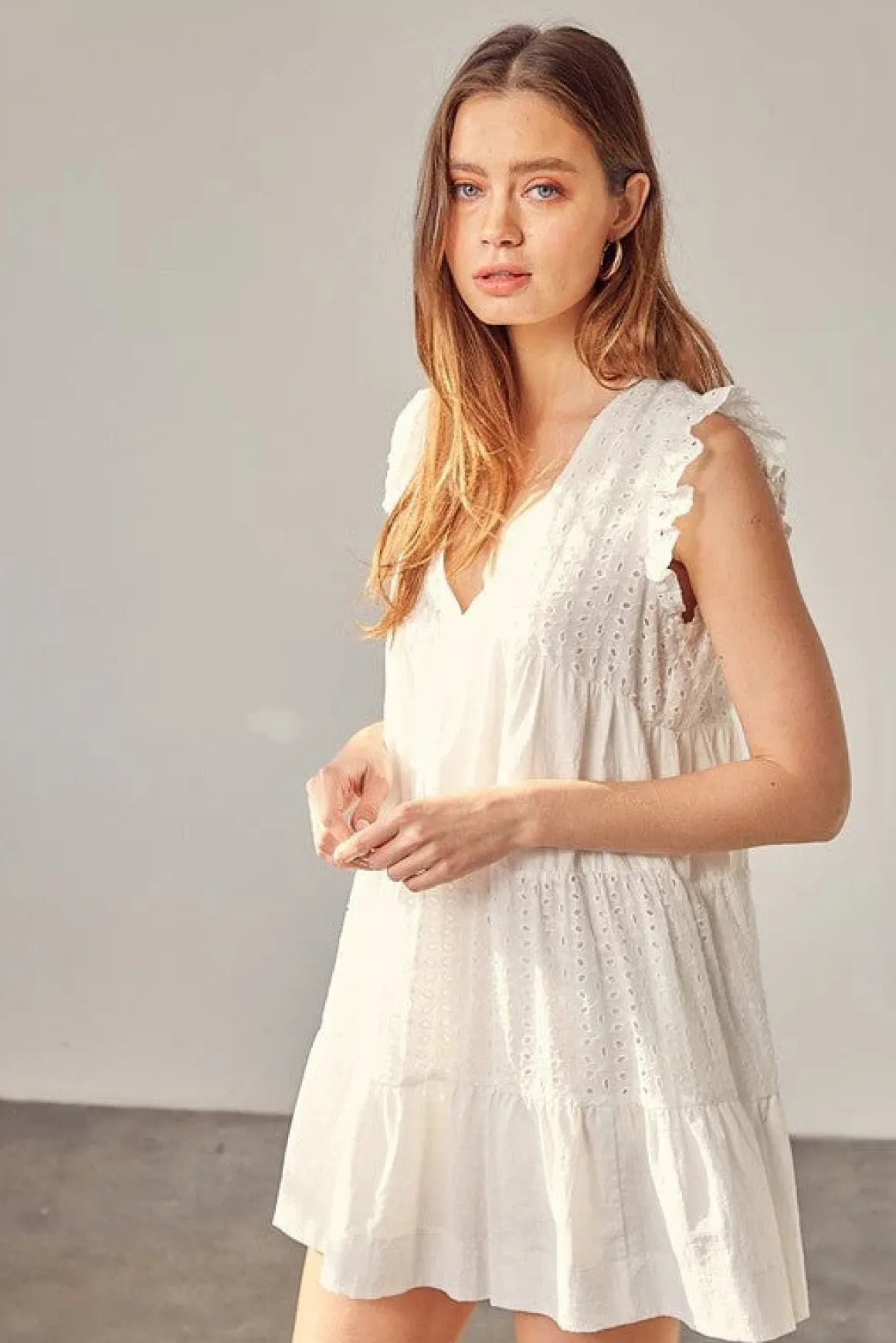 V-Neck Eyelet Dress  *Online Only*