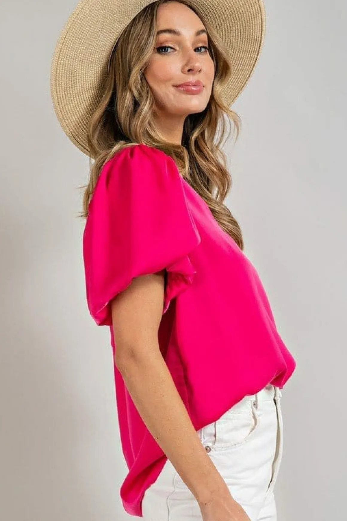 vneck_puff_sleeve_blouse__4.webp V-Neck Puff Sleeve Blouse Top *Online Only*