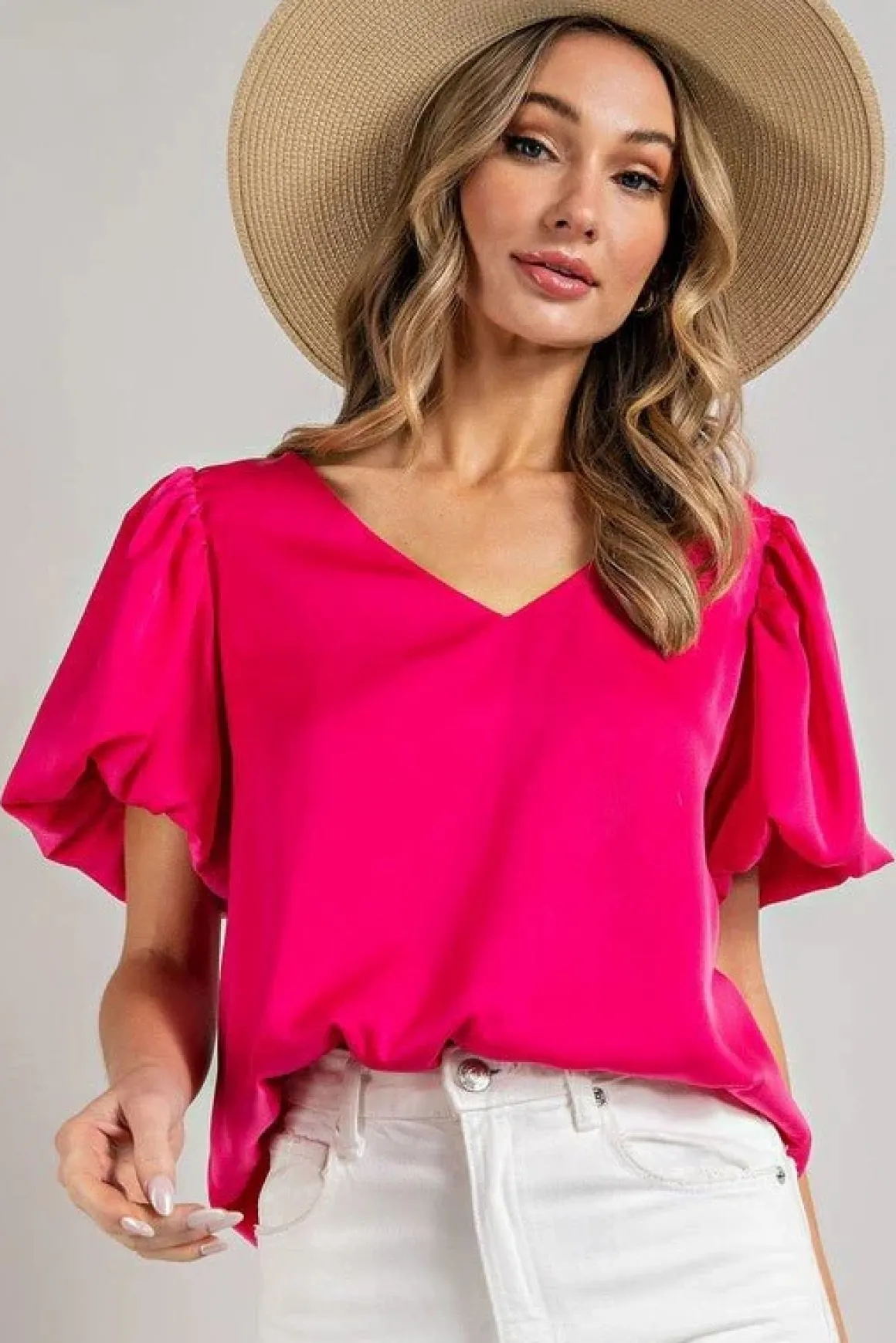 vneck_puff_sleeve_blouse__5.webp V-Neck Puff Sleeve Blouse Top *Online Only*