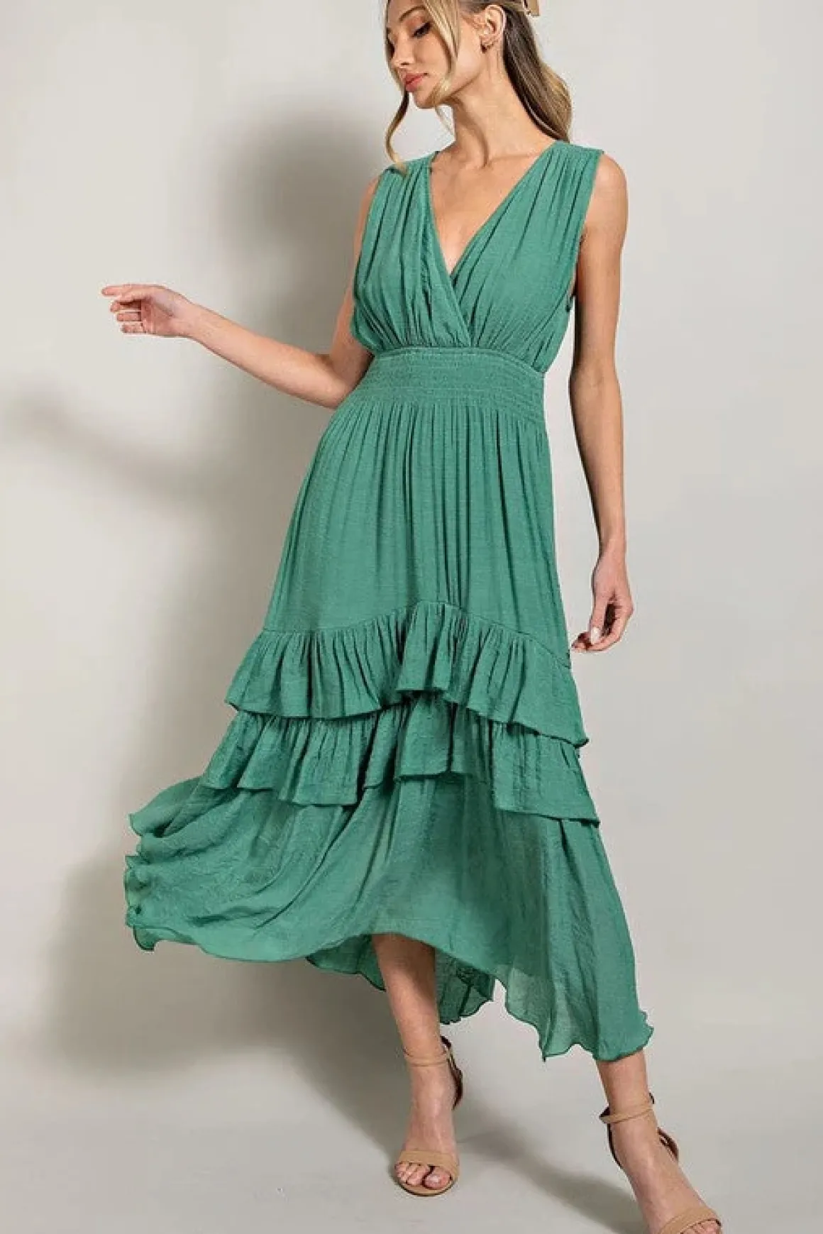 V-Neck Ruffle Maxi Dress *Online Only*