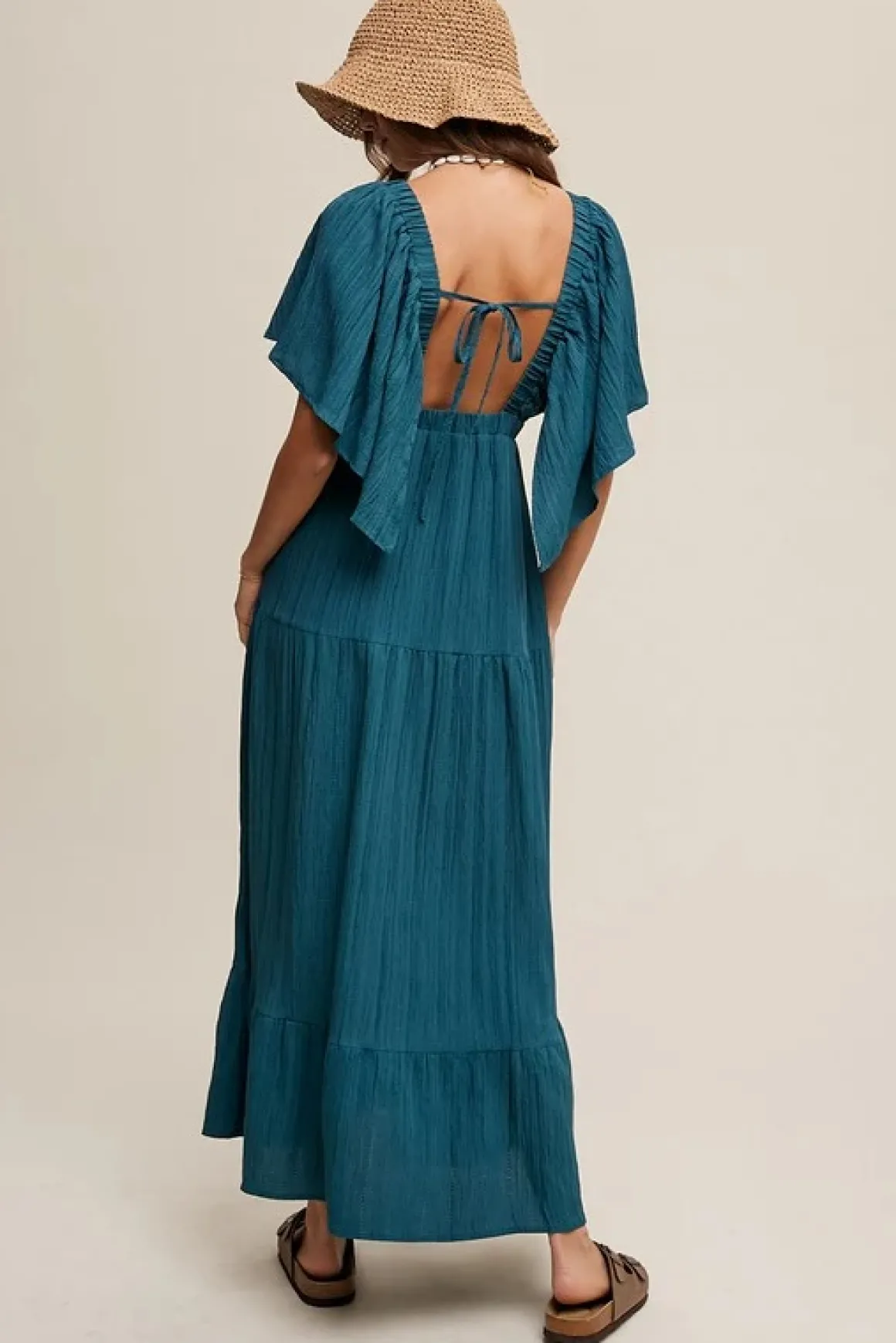 vneck_ruffle_sleeve_dress_3.webp V-neck Ruffle Sleeve Dress *Online Only*