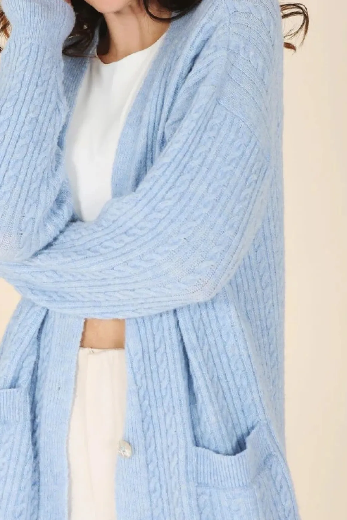 Wool Blend Cable Knit Cardigan *Online Only*