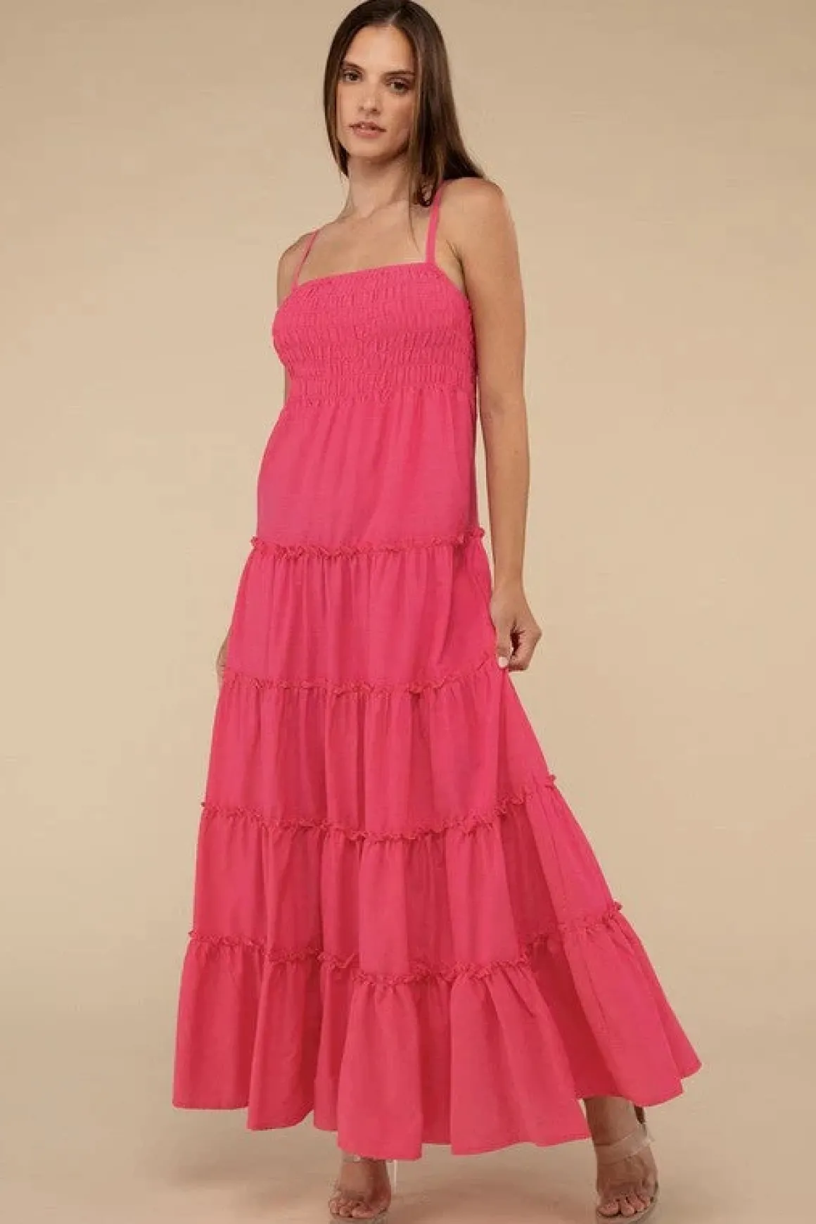 Woven Smocked Top Tiered Cami Maxi Dress *Online Only*
