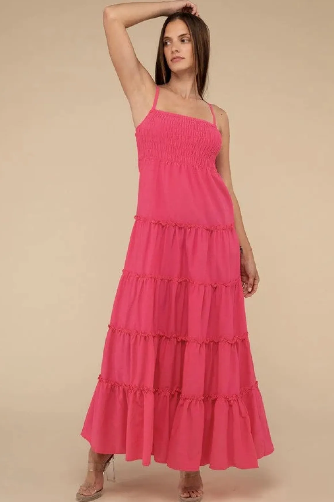 Woven Smocked Top Tiered Cami Maxi Dress *Online Only*